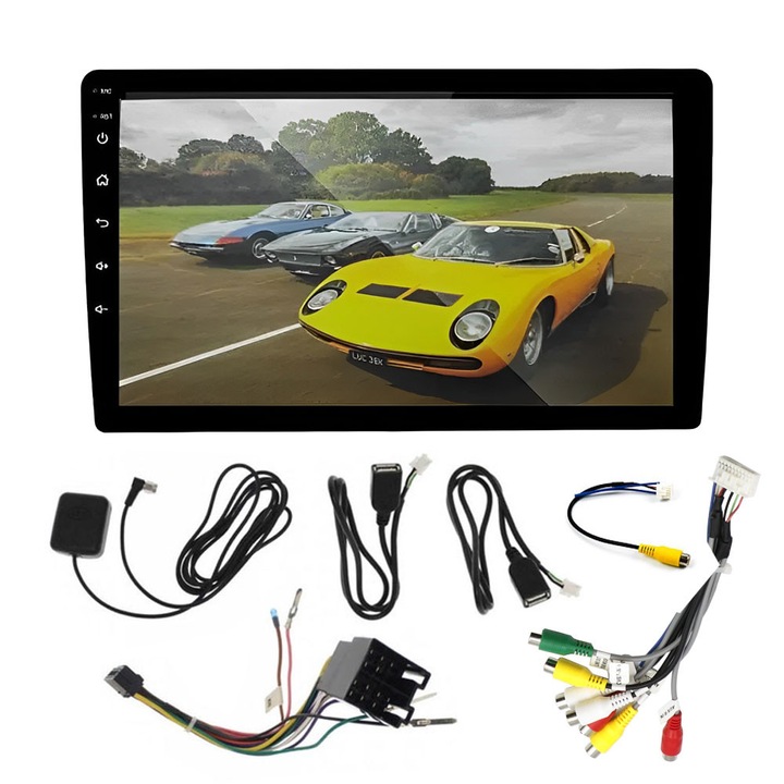 Sistem audio auto universal 2 DIN Bluetooth-USB-AUX-FM-GPS cu ecran tactil de 9" 4+64GB 12V CTC-9802