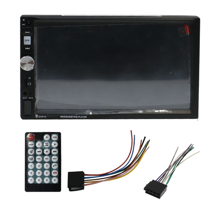 Sistem audio auto 2 DIN Bluetooth-USB-AUX-FM cu ecran tactil 7" 12V 4x60W CTC-7080