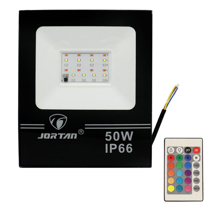 Proiector LED Jortan 50W 24 SMD RGB IP66 23x19x4cm