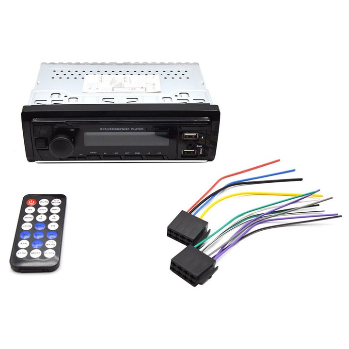 Radio auto Bluetooth 1 DIN, USB SD, negru, 18.5x12x5.7cm