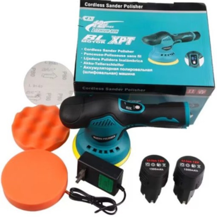 Hordozható csiszoló készlet 12V 380W 5000rpm 9mm többszínű 37x29x11cm