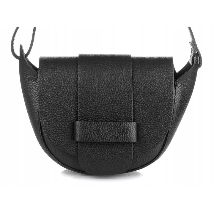 Дамска чанта Vera Pelle, чанта през рамо, естествена кожа, черна, размери 20x15x8см
