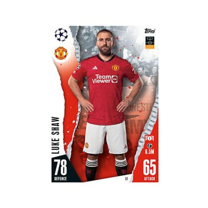 Match Attax 2023/24 Колекционерска карта 51 Люк Шоу, Топс
