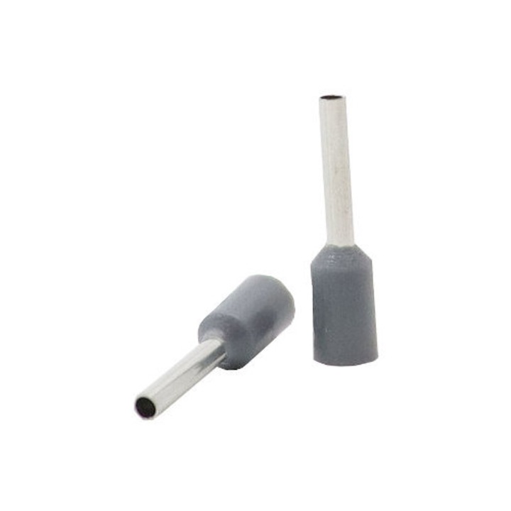 Set 100buc pini terminali izolati, 0.75mmp, gri, Mentavill