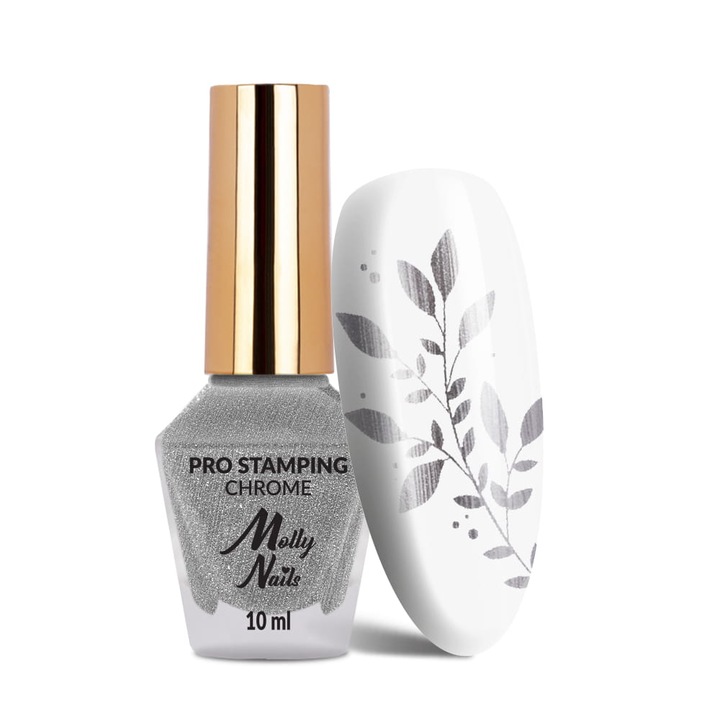 Lac de stampile Molly Nails PRO Stamping Chrome argintiu 10ml