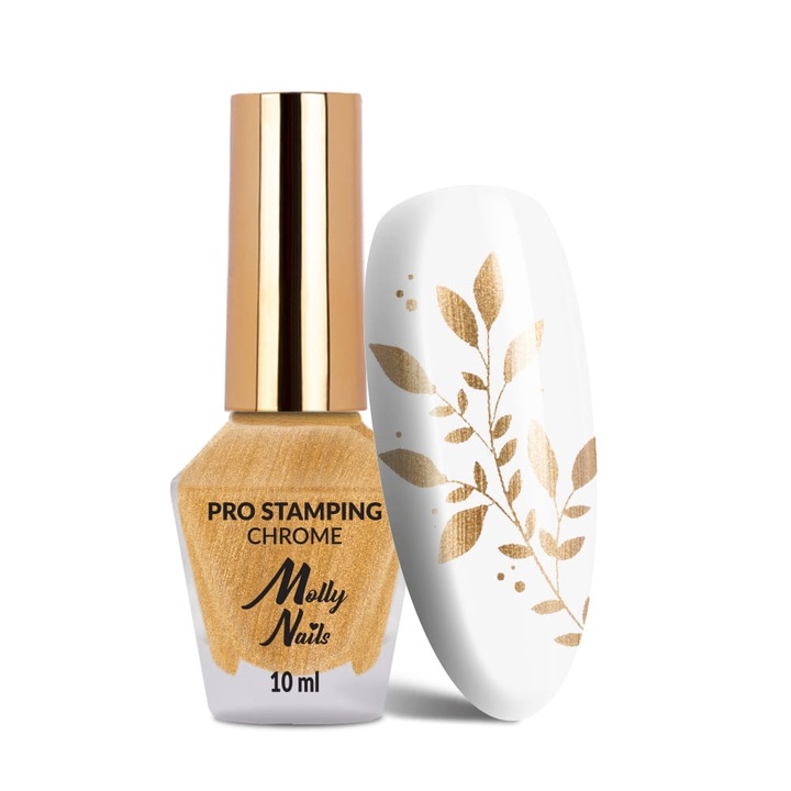 Oja pentru stemplare Molly Nails Pro Stamping Chrome, auriu, 10ml