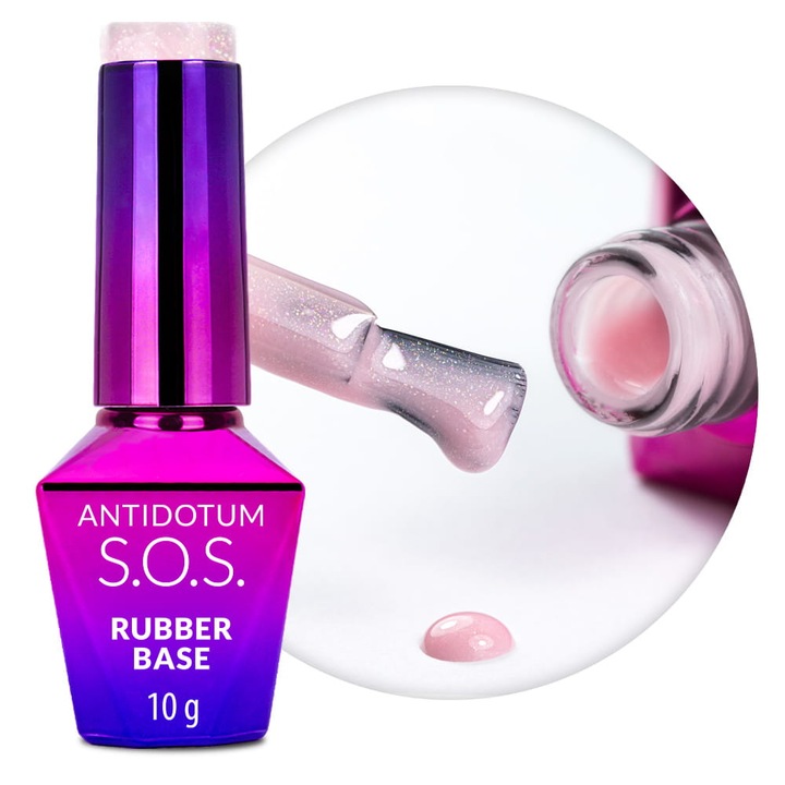 Gumi alap rugalmas körmökhöz, manikűrhöz, pedikűrhöz, díszítések rögzítéséhez, SOS Antidote Molly Nails Sparkling Mousse 10g