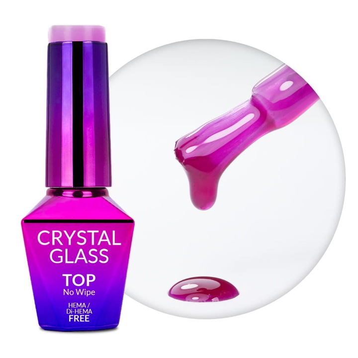 Strat de oja colorat fara stergere Crystal Glass Molly Nails mov HEMA/Di-HEMA Free 10g