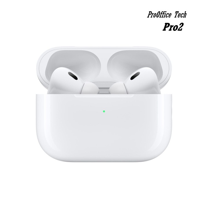 Vezeték nélküli fülhallgató ProOffice Tech Pro2 – HD hangzás, True Stereo, Bluetooth 5.0, Ergonomikus kialakítás, Hosszú üzemidő, Érintésvezérlés, iOS/Android kompatibilis, Fehér – Prémium hangélmény elérhető áron