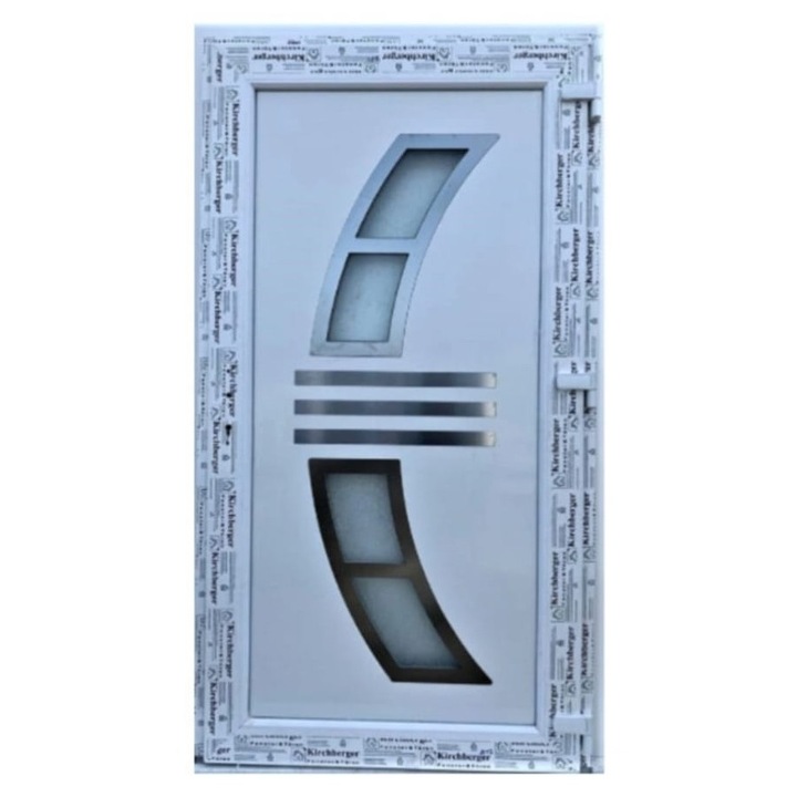 Usa de intrare (interior/exterior), Termopan/PVC, 6 camere, Inox Euro, culoare Alb, dimensiune 110x200