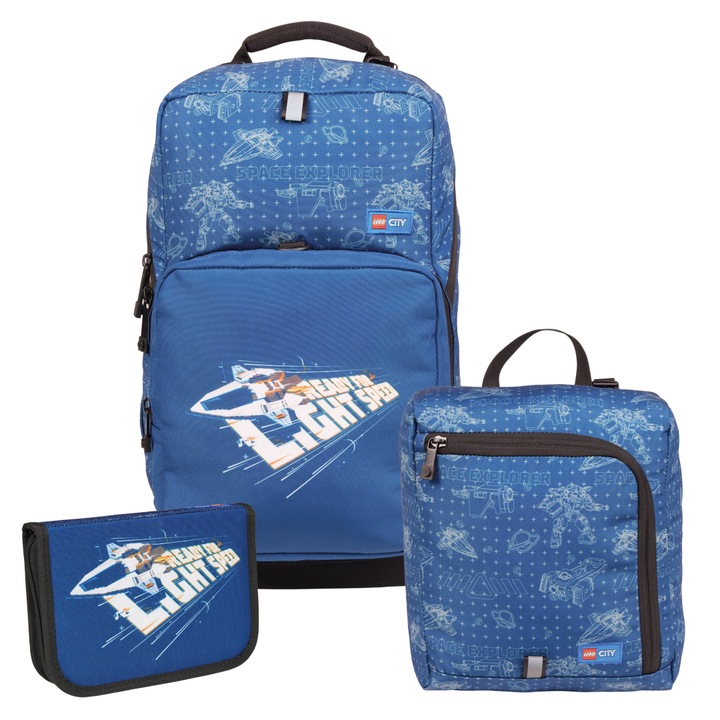 Set ghiozdan LEGO Optimo Plus, rucsac sport inclus, compartimentare inteligentă, 24x39.5x17cm