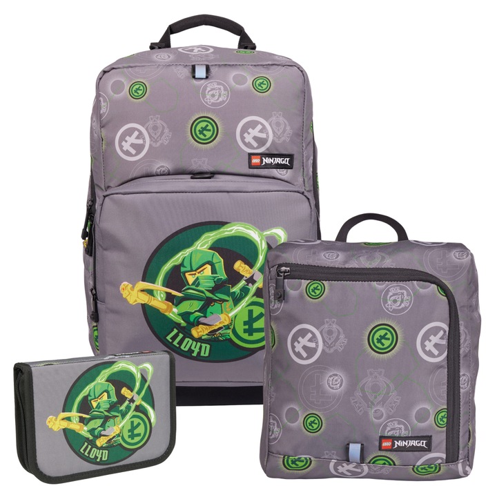 Set ghiozdan, geanta de sport si penar LEGO Ninjago, 25x42x22cm, multicolor