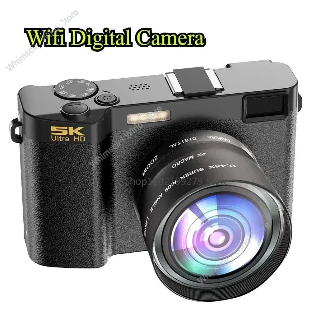 Camera digitala 5K 64MP, WiFi, ecran de 3 inci, zoom 18X, roz si ...