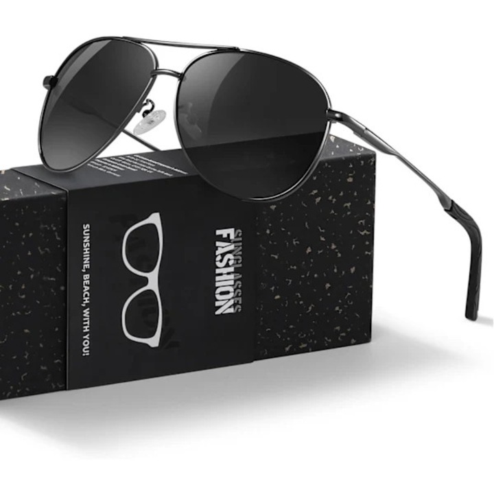 Мъжки слънчеви очила, поляризирани, UV400 защита, подаръчни, черни, комплект