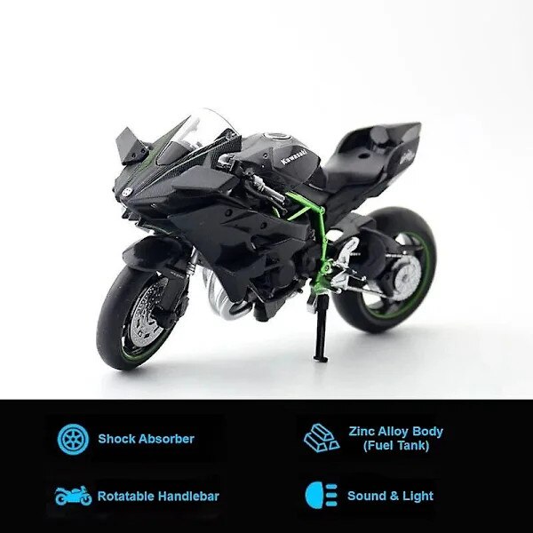 Motocicleta de jucarie, KAWASAKI Ninja H2R, metal, 1:12, cu sunet