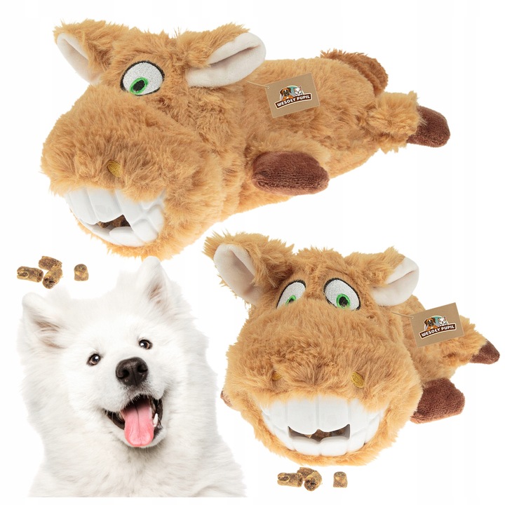 Jucarie pentru caini, Wesolypupil, masca de cal, 33x20cm, maro, cu loc pentru gustari