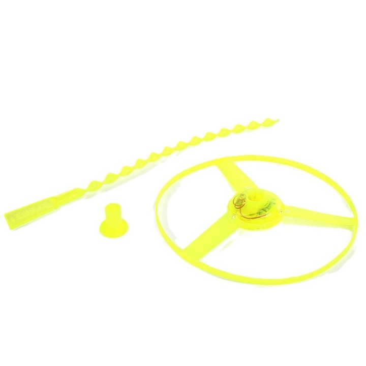 Летяща играчка диск, Cyrax, със светлини, ръчна, от ABS, +14 години, жълт