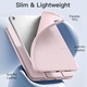 Védőtok iPad 11-hez (A16）11" 2025), tok iPad 10 10.9 hüvelykes 2022-höz, tolltartóval, intelligens tok háromrészes állvánnyal, ultravékony, puha TPU hátlap, rózsaszín