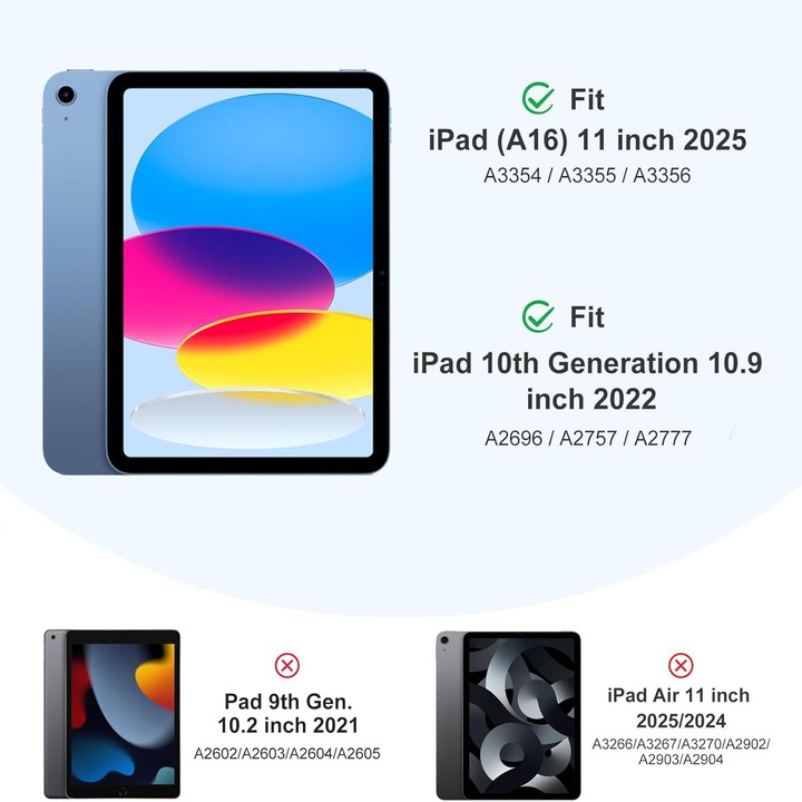 Védőtok iPad 11-hez (A16）11" 2025), tok iPad 10 10.9 hüvelykes 2022-höz, tolltartóval, intelligens tok háromrészes állvánnyal, ultravékony, puha TPU hátlap, rózsaszín