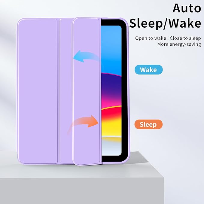 Husa de protectie pentru iPad (A16) 11 11 inch 2025, husa pentru iPad 10 10, 9 inch 2022, cu suport pentru stilou, husa inteligenta cu suport pliabil in trei, husa spate ultra-subtire din TPU moale, Violet