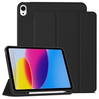 Husa de protectie pentru iPad (A16) 11 generatie de 11 inch 2025, husa pentru iPad 10 generatie de 10, 9 inch 2022, cu suport pentru stilou, husa inteligenta cu suport pliabil in trei, husa spate ultra-subtire din TPU moale, negru