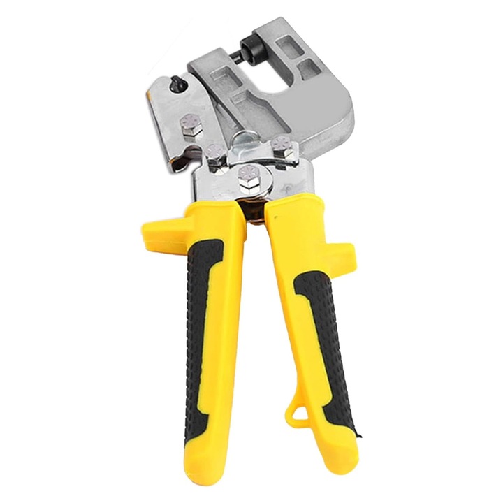 Cleste pentru Sertizat Profile Gips Carton, SINBINTA, Cleste Profesional Sertizat Modular, Sertizare, functii de taiere, Dezizolare si infasurare, Manere ergonomice anti-alunecare, Robust si durabil, Otel, 25cm, Galben/Negru