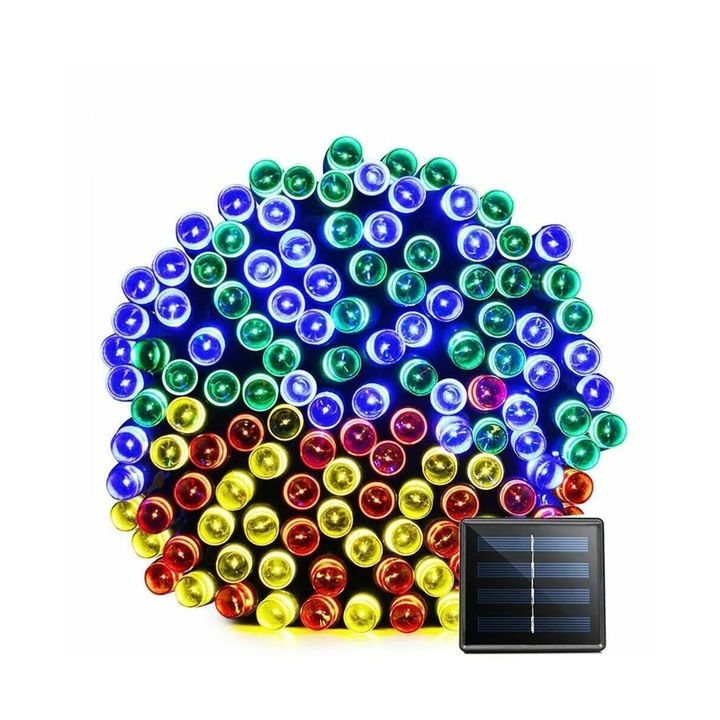 Instalatie solara decorativa, 20 m, 200 LED, multicolor, 8 moduri de iluminare, Vivo 16932