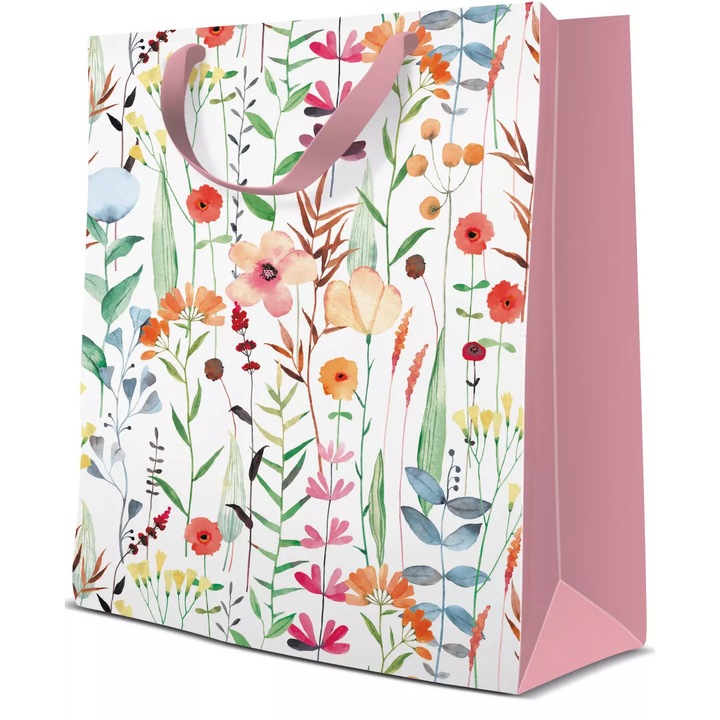 Torebka prezentowa PAW, Akwarelowe flori, 20x25x10cm