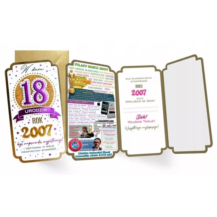 Felicitare KUKARTKA, Kartka Urodziny, 12x21cm