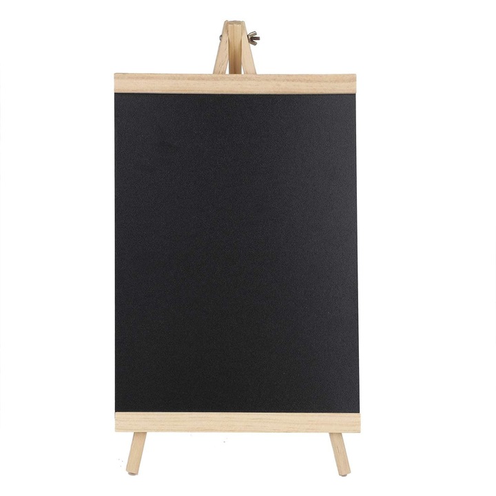 Tabla neagra de scris, portabila, tip sevalet, utilizare versatila, pentru activitati educative, afisarea meniurilor, nunti si evenimente, 30x59 cm