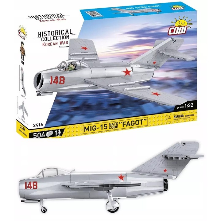 Cobi MIG-15 építőkészlet, 504 darabos, pilótafigura