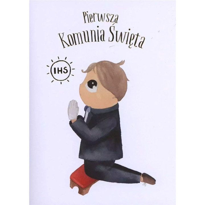 Felicitare B6 HENRY Comunie - Baiat, cu coperta alba, zadrupta cu urari