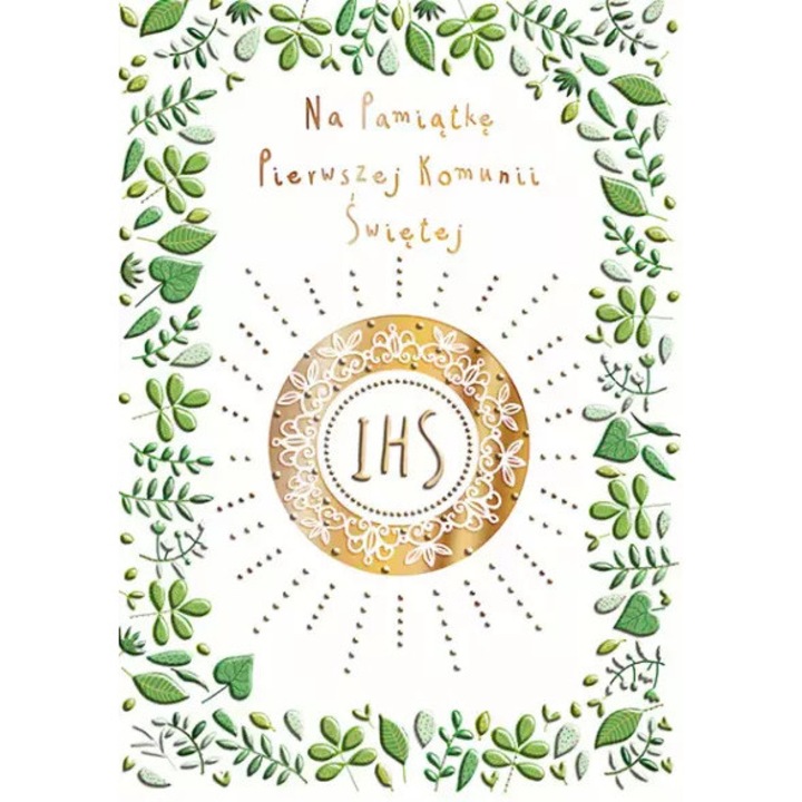 Felicitare A5 HENRY, comunionala, cu aur, 28.3x20.1cm, set cu envelopa