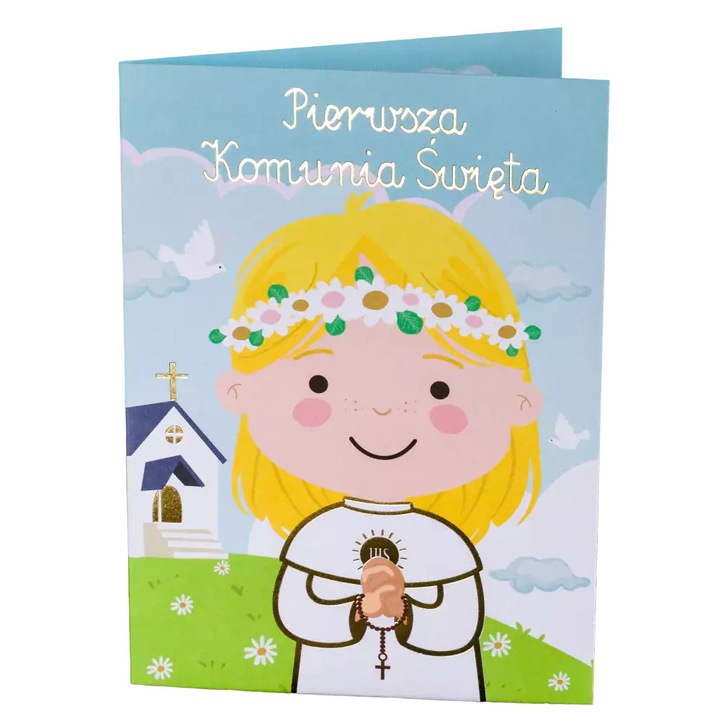 Felicitare B6, HENRY, comunionala, pentru fetita, cu envelopa