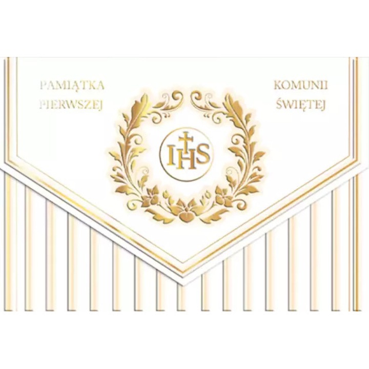 Felicitare A5 HENRY, comunionala, cu aur si embosare, 28.3x20.1cm, set cu envelopa