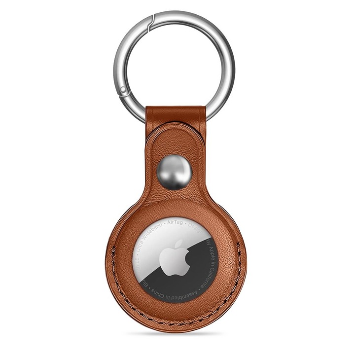 TECH-PROTECT Защитен калъф Naturalfit, съвместим с Apple AirTag 1/2, кафяв