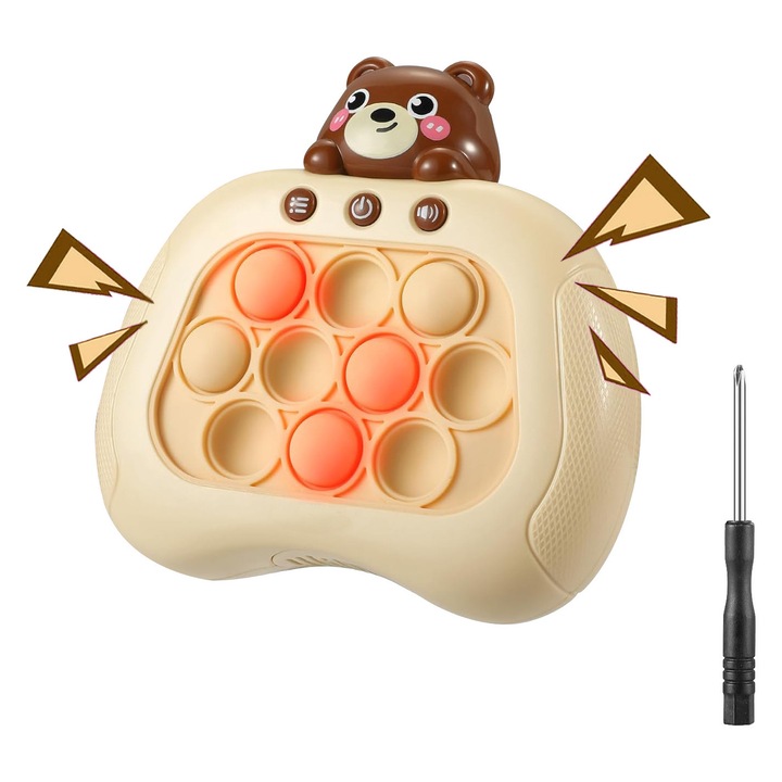 Elektronikus nyomkodós játék gyerekeknek Quick Push, 4 játékmóddal, fejleszti a reflexeket, 3-12 éves korig