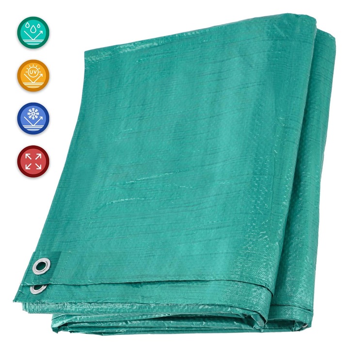 Брезент за защита на основата на басейна, 4 x 4 м, ламиниран полиетилен, водоустойчив, зелен