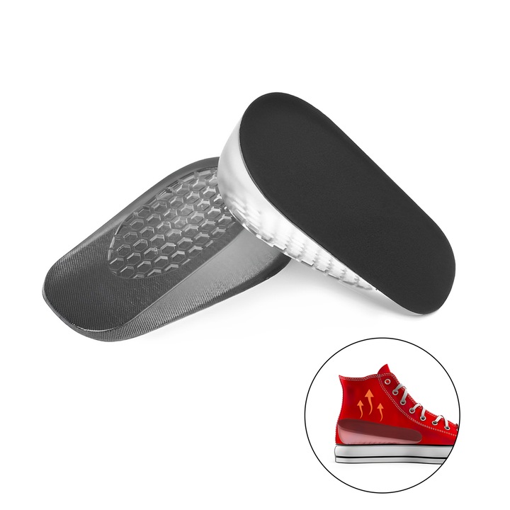 Set de suporturi pentru calcaie, TREXORA, 3.5cm inaltime, antiderapante, negru