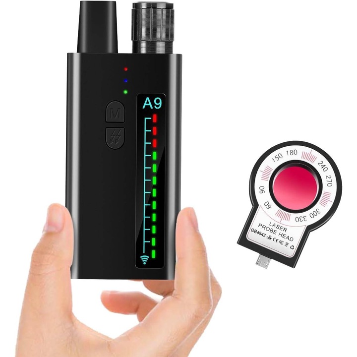 Detector Profesional de Dispozitive Spion GSM, Bluetooth Si WiFi, A9D, Detector de Unde Magnetice si Scanare Laser