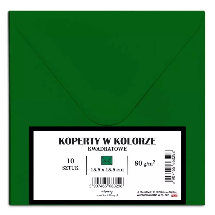 HENRY borítékok, 10 darabos készlet, üvegzöld, 80g