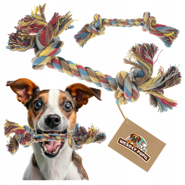Jucarie pentru caini set, Wesolypupil, snur impletit, multicolor, 26cm