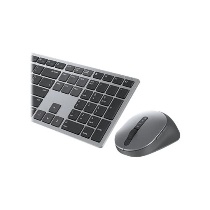 Set tastatura si mouse wireless Dell KM7321W, gri titan, Bluetooth 5.0, 2.4 GHz