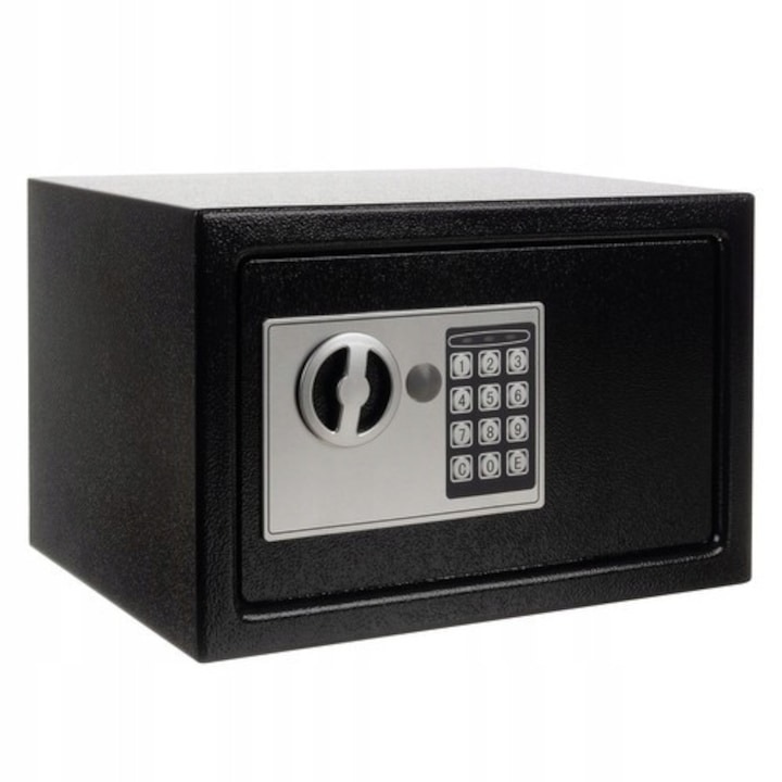 Seif metalic, electronic, 20 x 31 x 20 cm, set 2 chei si accesorii incluse, negru, Dactylion®