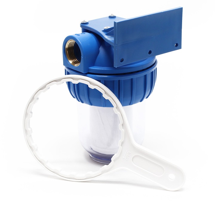 Filtru de apa Naturewater 1 treapta NW-BR5B, 1/2”, cartus PP 5μm, suport perete si cheie, racord 12.7 mm, Ø60 mm