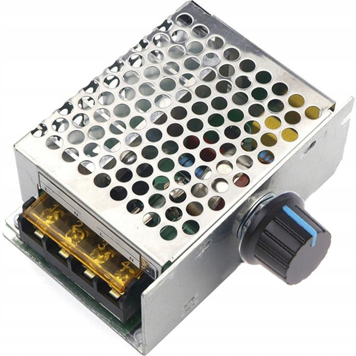 Regulator tensiune si viteza motor, Zola, control pana la 4000W, 20A, interval reglare 50-230V, plastic si metal, 8.6 x 5.5 x 3.8 cm, gri