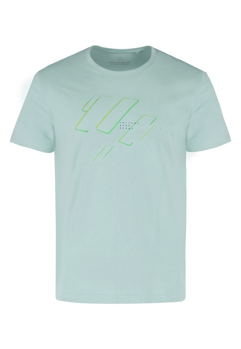 Tricou pentru barbati, Volcano, cu maneci scurte, imprimeu geometric, bumbac, verde