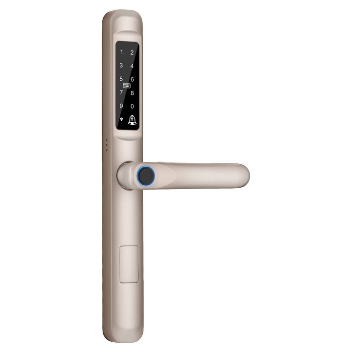 Incuietoare inteligenta, Neumann Novalock Gold, Deblocare cu card, amprenta, PIN si aplicatie Tuya