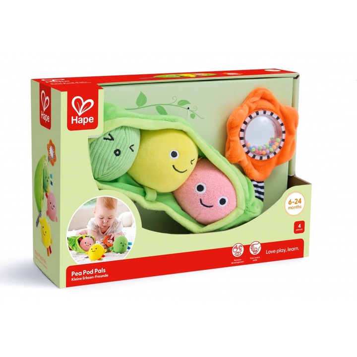 Puha érzékszervi játékkészlet, Hape, Borsó