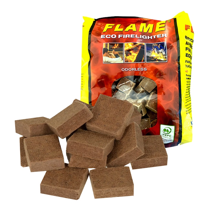 Set Cuburi pentru Aprins Focul Teno®, pastile aprinzatoare ecologice, fara miros, timp indelungat de ardere de 8+ minute, incalzire centrala, seminee, sobe, camping, drumetii, 1 kg